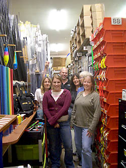 Merrick Tackle staff in the warehouse